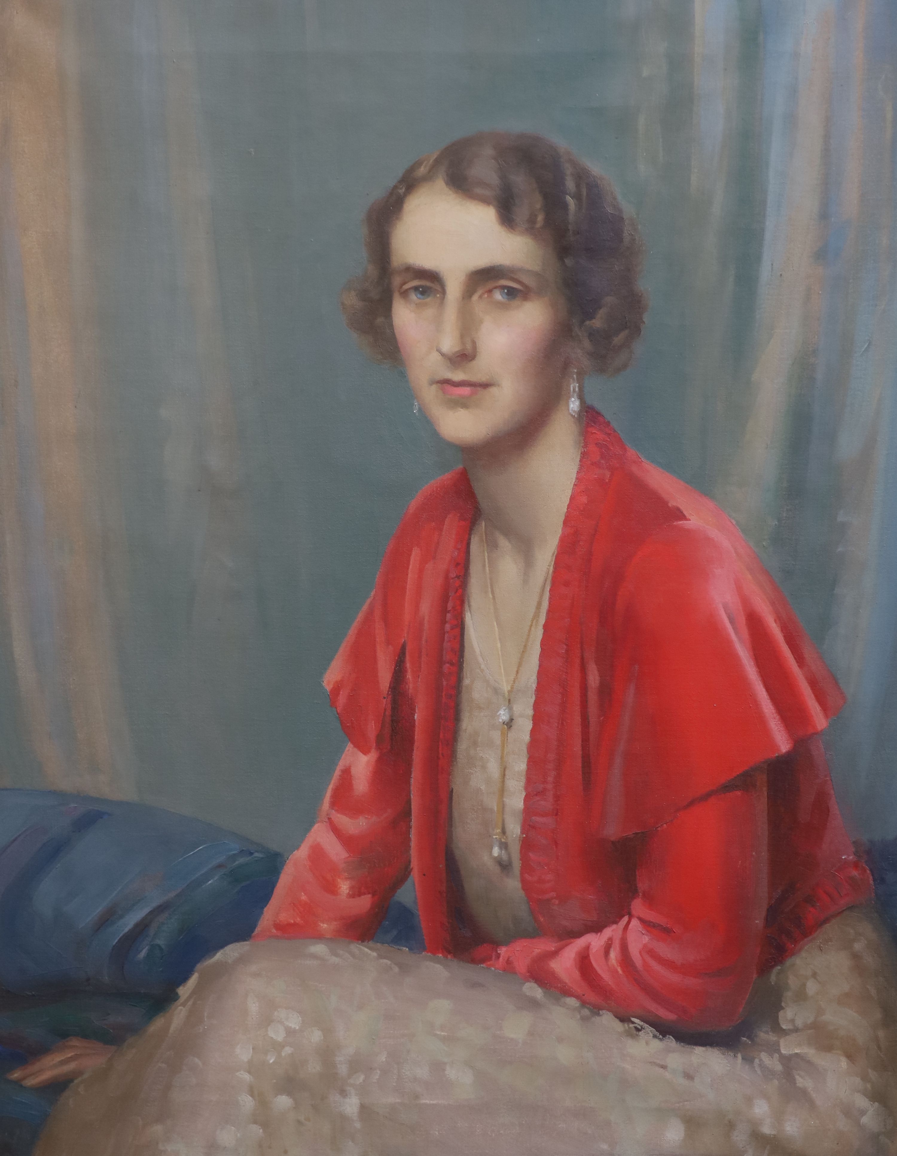 James Penniston Barraclough ROI (1891-1942), Half length Portrait of Lady Grace Brentford, oil on canvas, 91 x 70cm